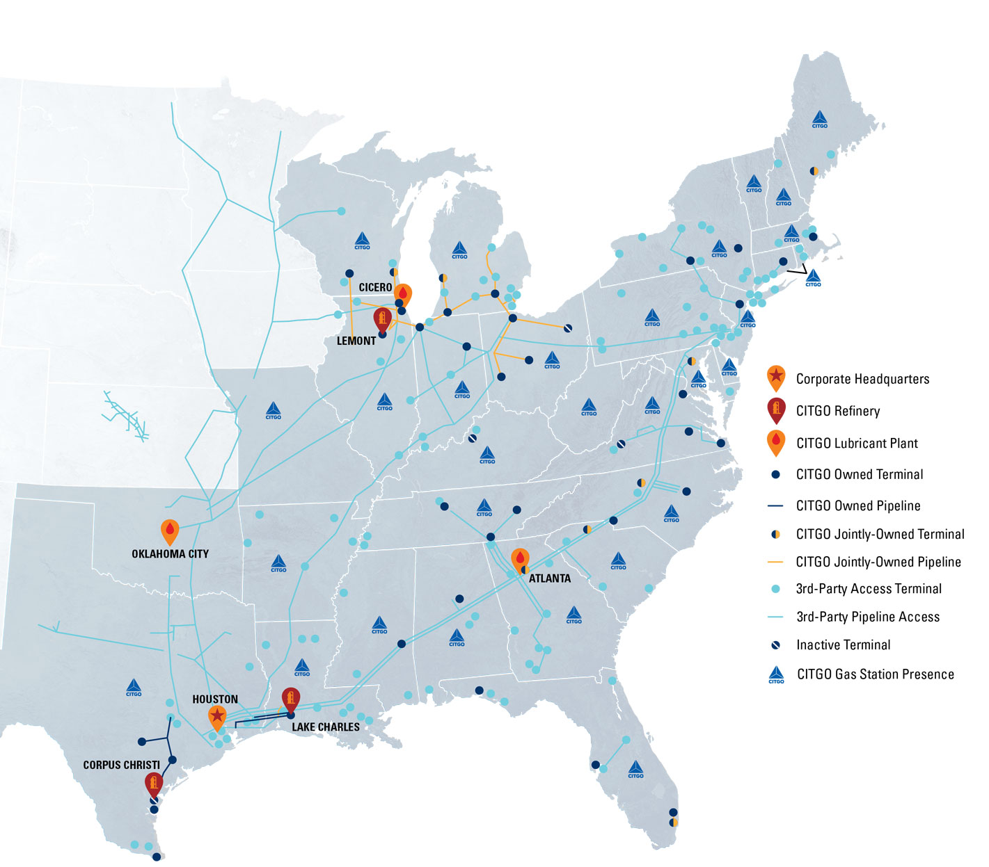 USA map of CITGO operations