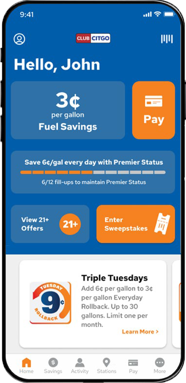 Mobile payments on Club CITGO app