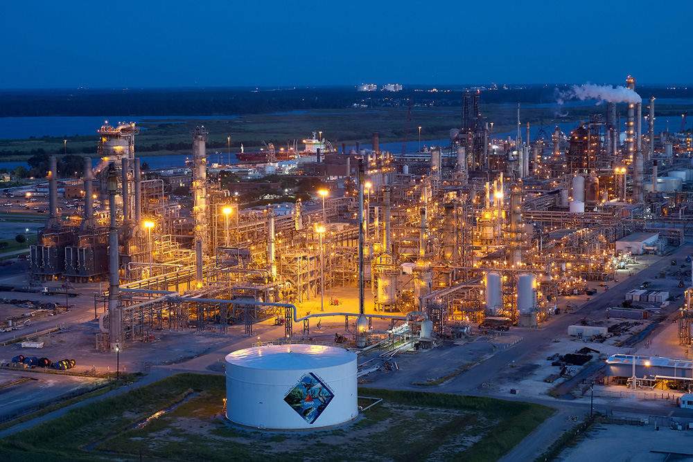 Lake Charles Refinery operations at night