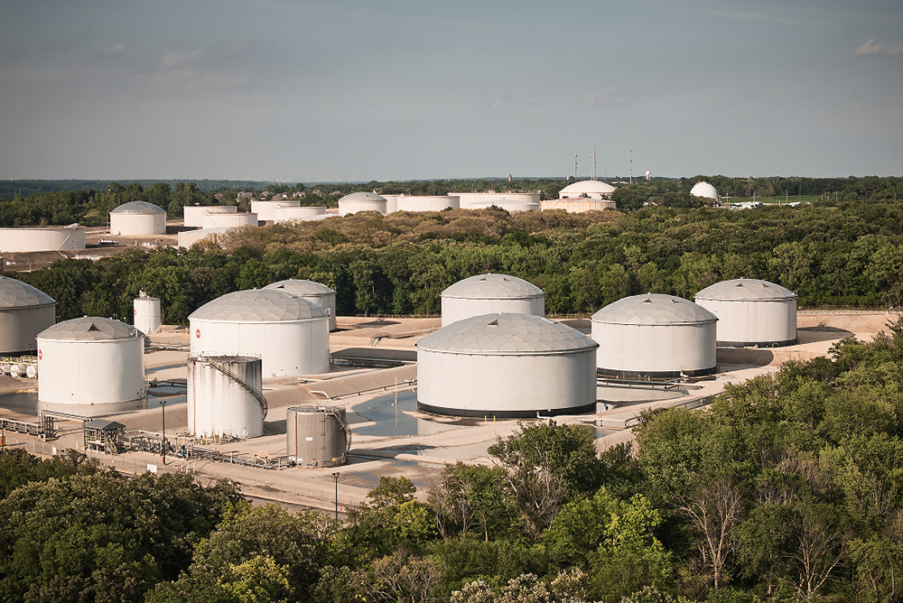 Storage tanks at the Lemont Refinery