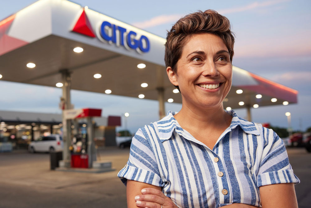 Woman in front of CITGO station