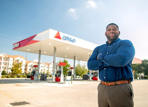 Marketer in front of a CITGO station